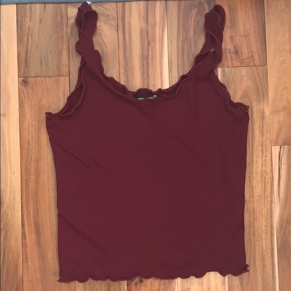 Spaghetti strap styled maroon shirt